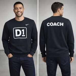 NIKE Coach D1 Black Training Pullover Sweater Men's Size Large Athletic Logo